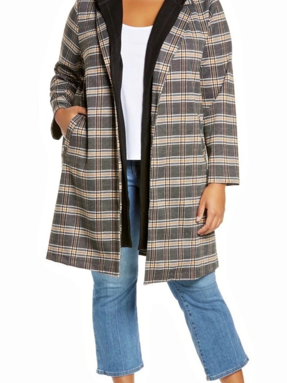 Melloday Women's Plaid Hooded Coat Size 2X Like New